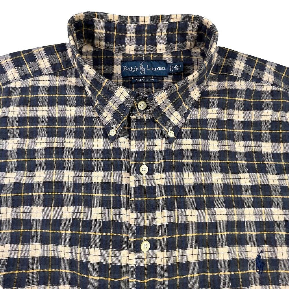Vintage Polo Ralph Lauren Shirt Mens 2XB Big Plaid Oxford Button Down OCBD